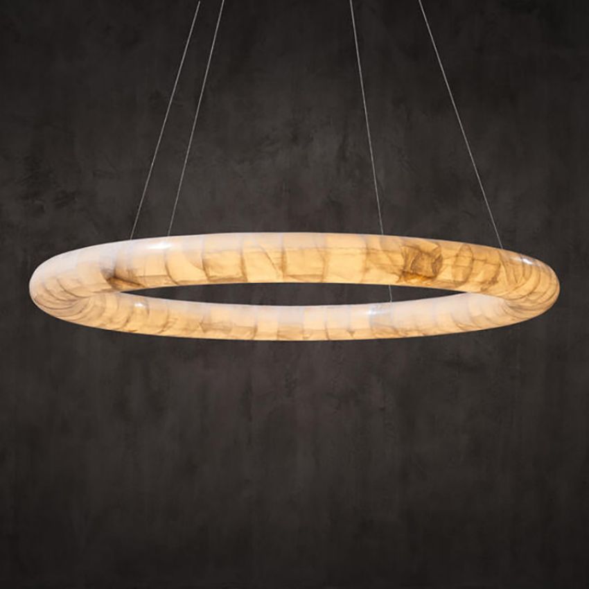 Keren Calcite Curve Ring Chandelier - Cyran Lamps