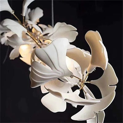Keyah Porcelain Ginkgo Ceramics Chandelier, Modern Luxury Lights - cyranlamps