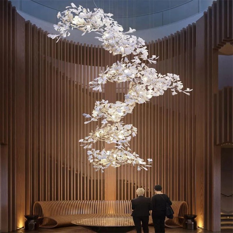 Keyah Porcelain Ginkgo Ceramics Chandelier, Modern Luxury Lights - cyranlamps