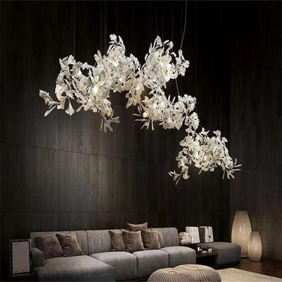 Keyah Porcelain Ginkgo Ceramics Chandelier, Modern Luxury Lights - cyranlamps