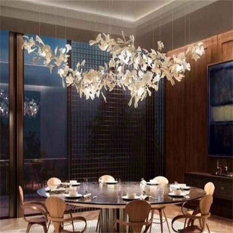 Keyah Porcelain Ginkgo Ceramics Chandelier, Modern Luxury Lights - cyranlamps