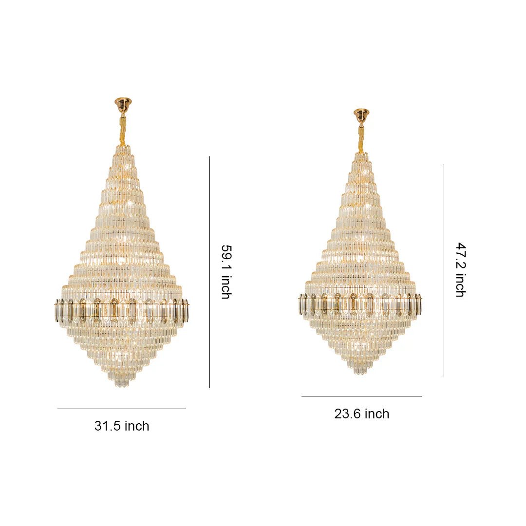Large Gold Chandelier Luxury Art Glass - Cyran Lamps