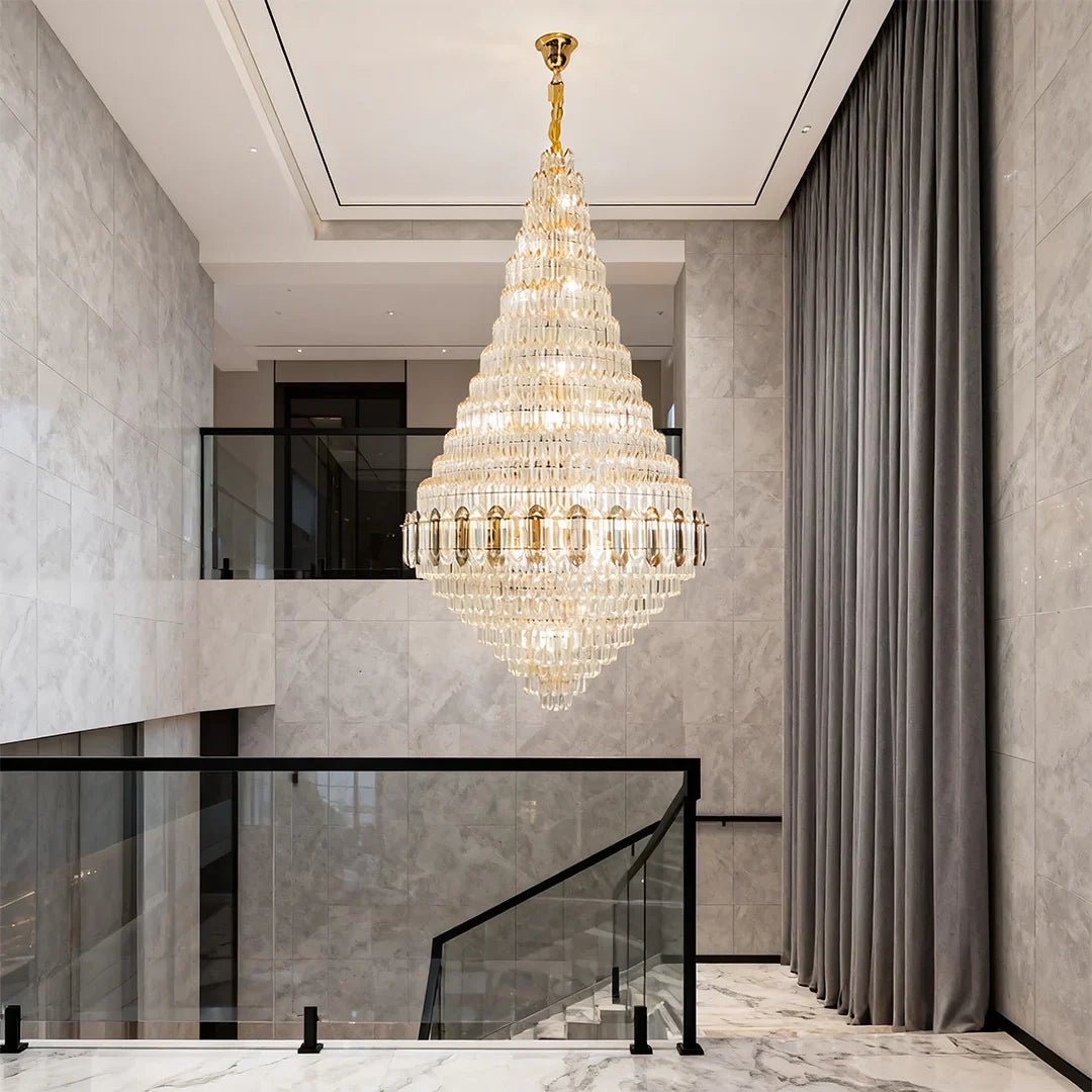 Large Gold Chandelier Luxury Art Glass - Cyran Lamps
