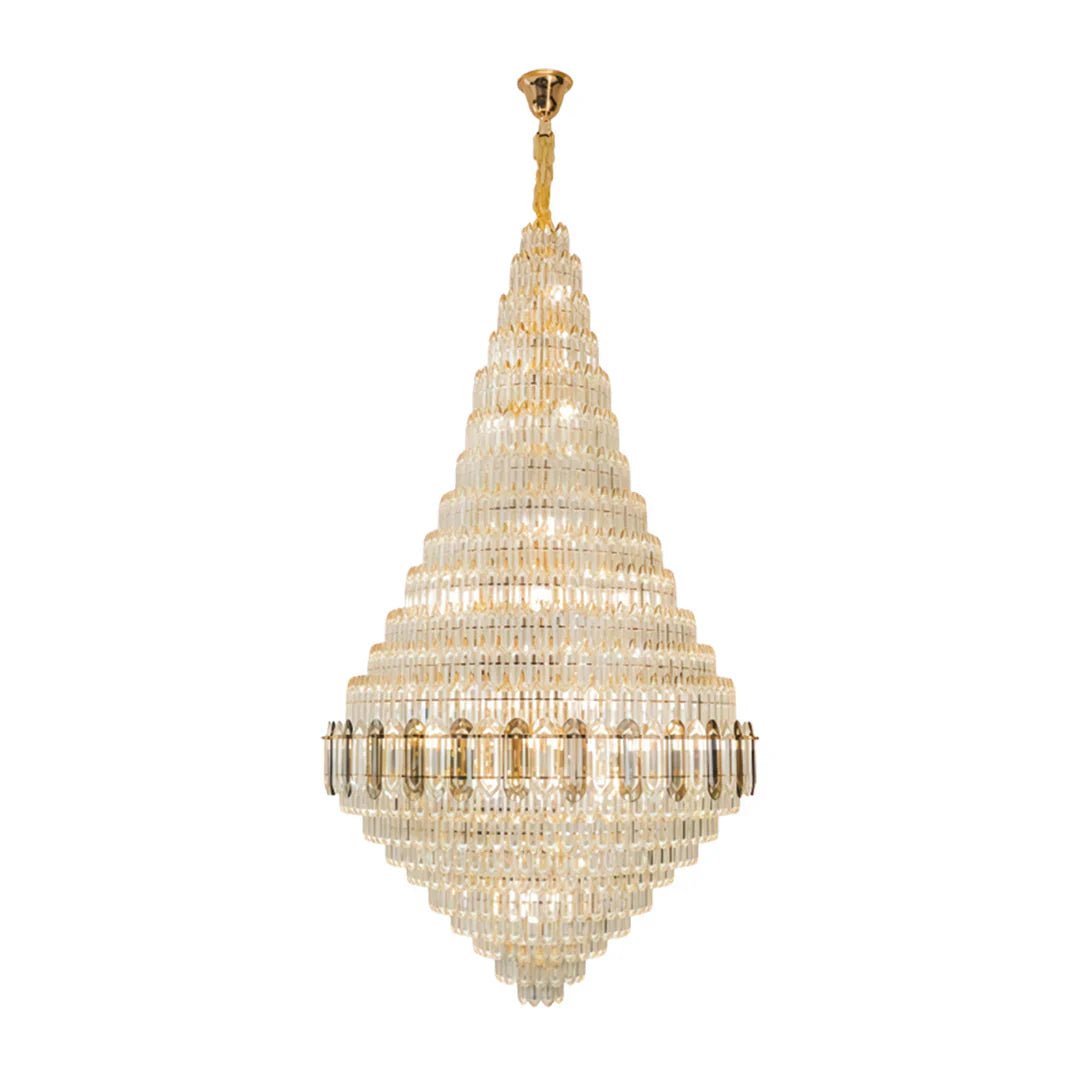 Large Gold Chandelier Luxury Art Glass - Cyran Lamps
