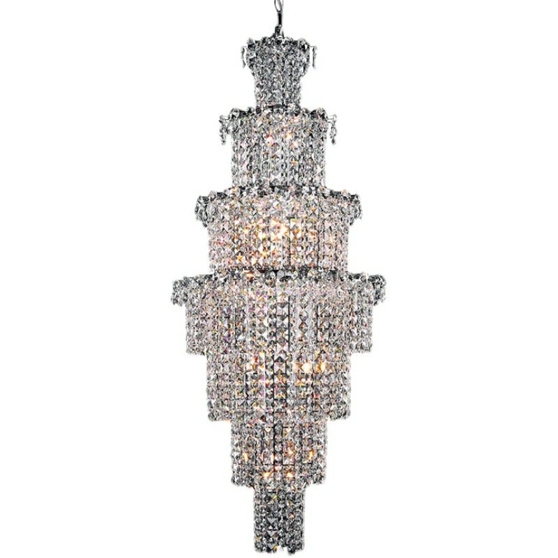Large Multi - pieces Crystal Chandelier Stylish Ceiling Light Fixture For Foyer Living Room Staircase - cyranlamps