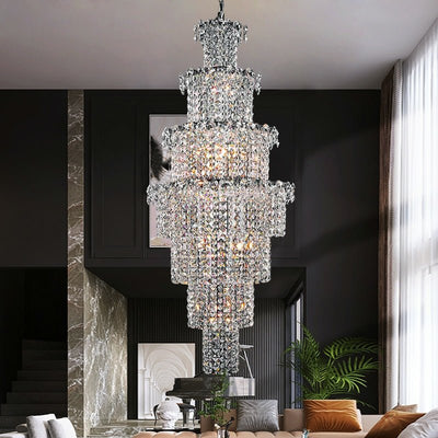 Large Multi - pieces Crystal Chandelier Stylish Ceiling Light Fixture For Foyer Living Room Staircase - cyranlamps
