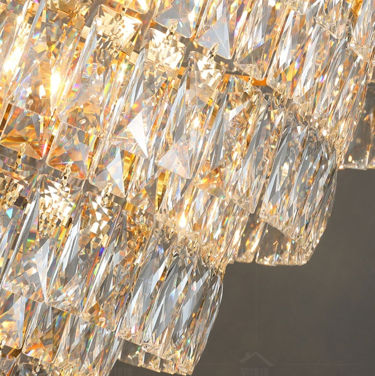 Large Staircase Crystal Chandelier Living Room Ceiling Light Fixture For Hotel Entrance In Gold Finish - cyranlamps