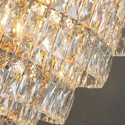 Large Staircase Crystal Chandelier Living Room Ceiling Light Fixture For Hotel Entrance In Gold Finish - cyranlamps