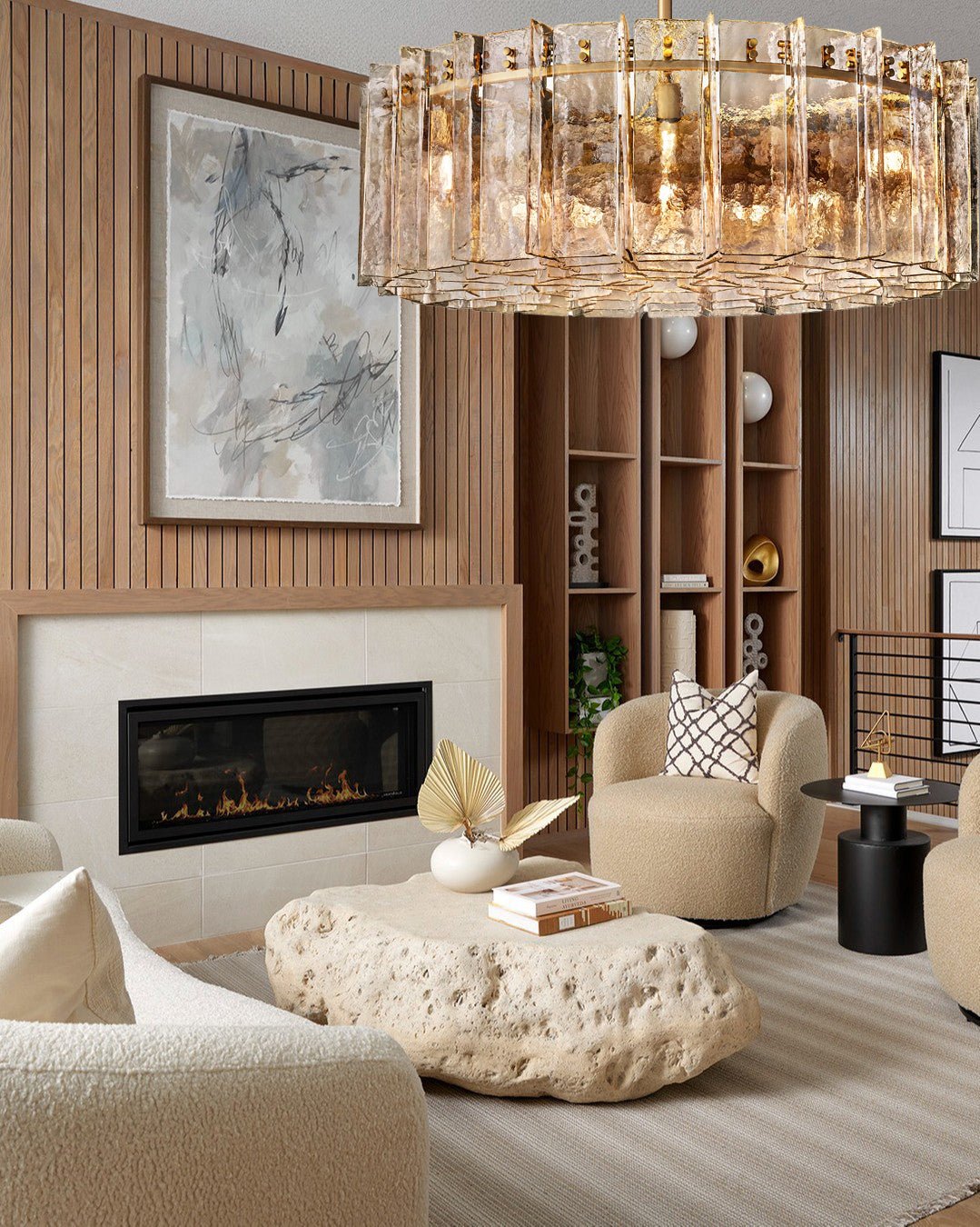 Lattica Smoke Glass Gold Chandelier for Dining Room, Living Room, Bedroom - cyranlighting