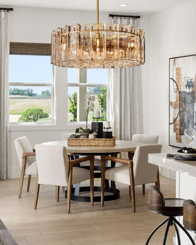 Lattica Smoke Glass Gold Chandelier for Dining Room, Living Room, Bedroom - cyranlighting