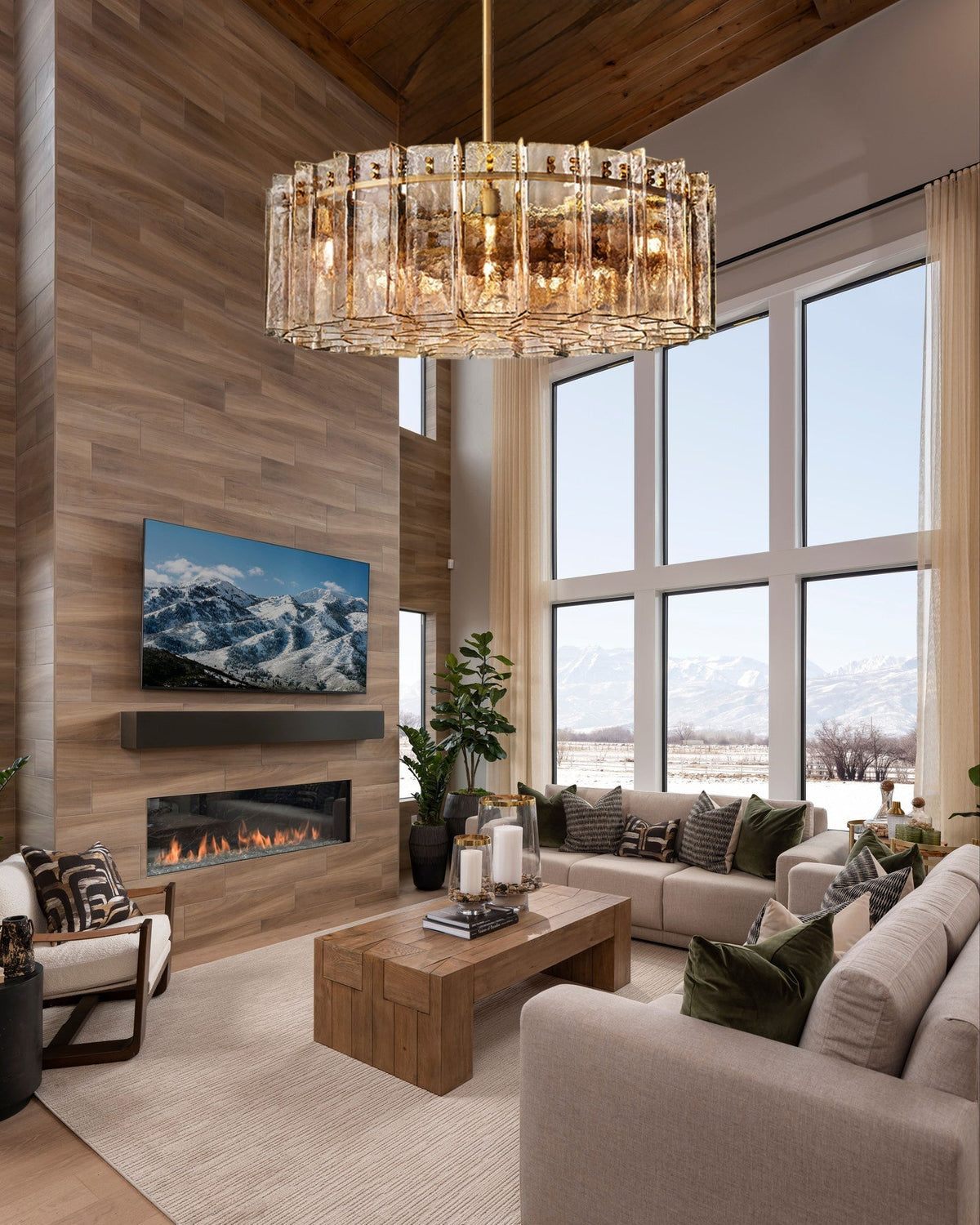 Lattica Smoke Glass Gold Chandelier for Dining Room, Living Room, Bedroom - cyranlighting