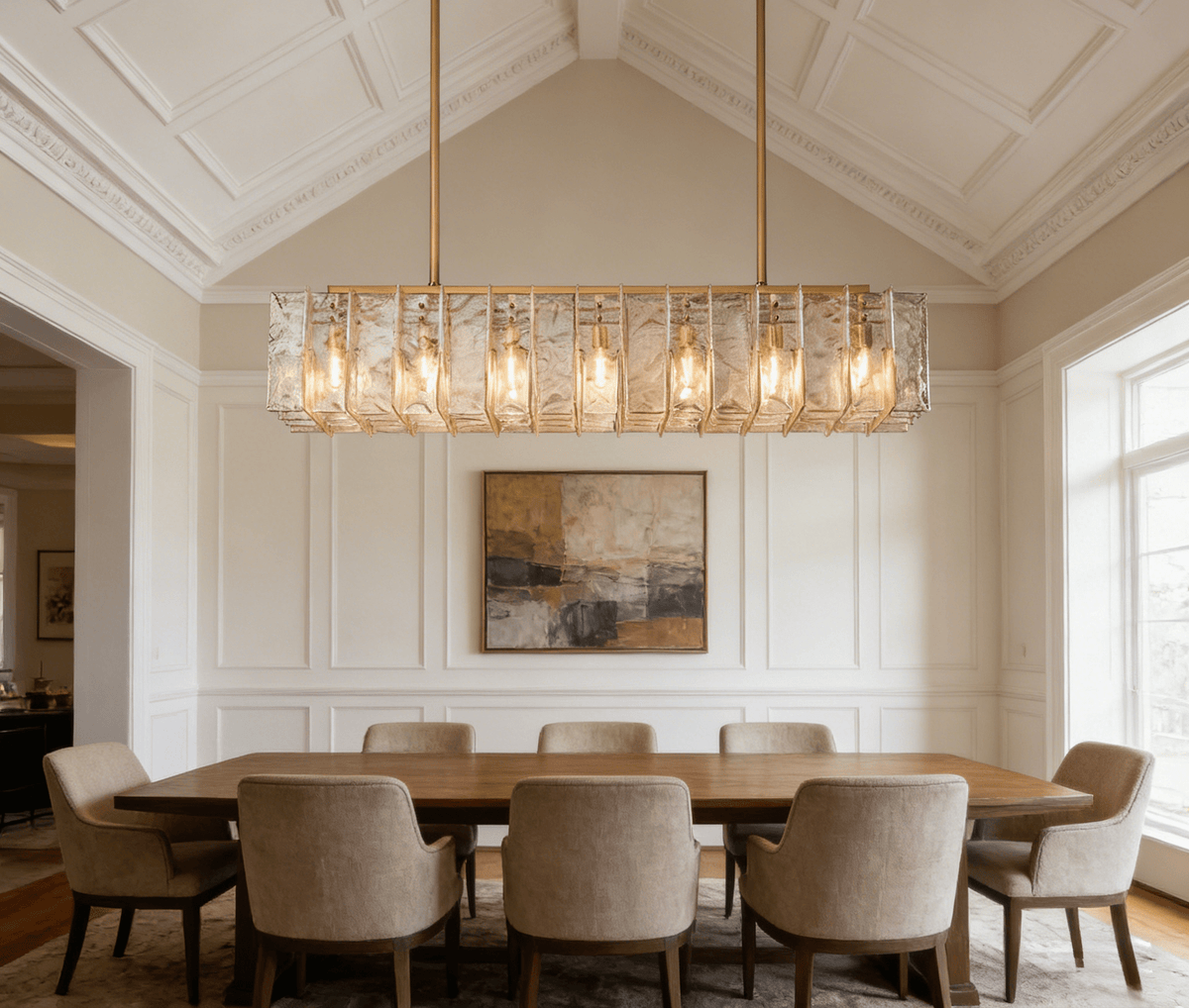Lattica Smoke Glass Gold Chandelier for Dining Room, Living Room, Kitchen - cyranlighting