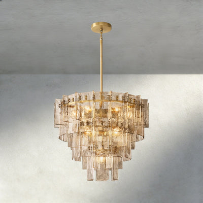 Lattlcy Smoke Glass Tiered Round Chandelier 36", 47" - cyranlighting
