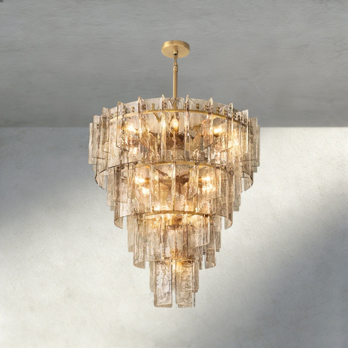 Lattlcy Smoke Glass Tiered Round Chandelier 36", 47" - cyranlighting