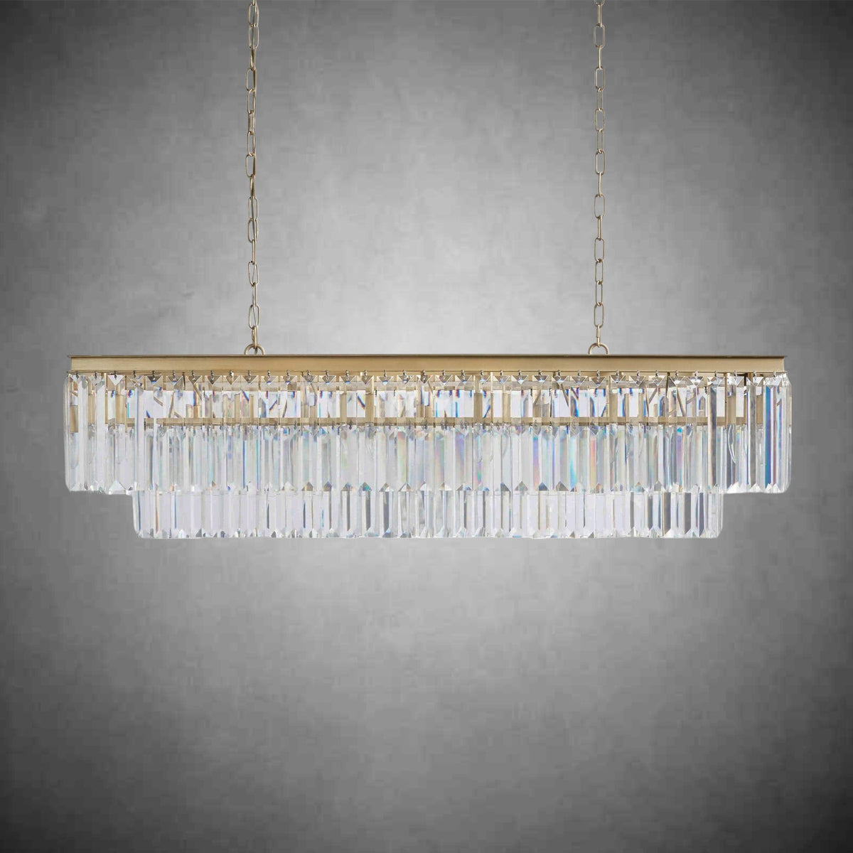 Leyland Tiered Rectangular Chandelier - cyranlamps