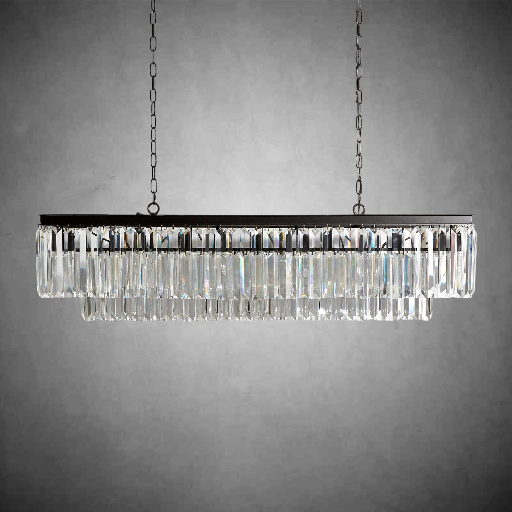 Leyland Tiered Rectangular Chandelier - cyranlamps