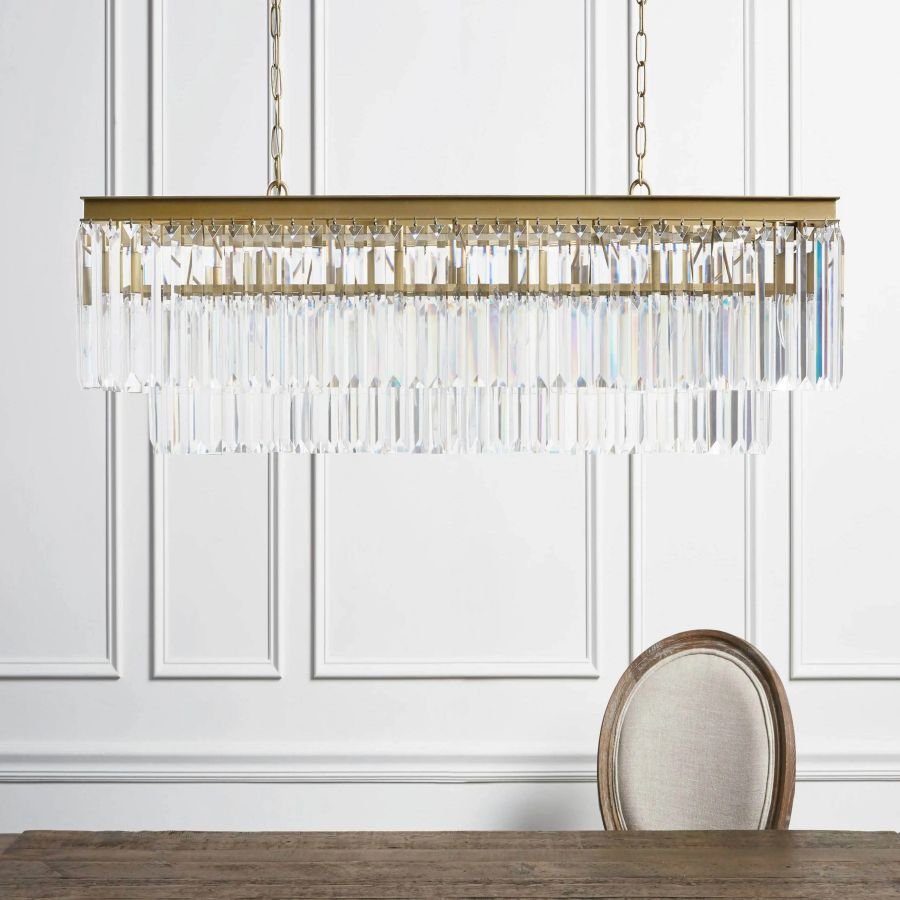 Leyland Tiered Rectangular Chandelier - cyranlamps