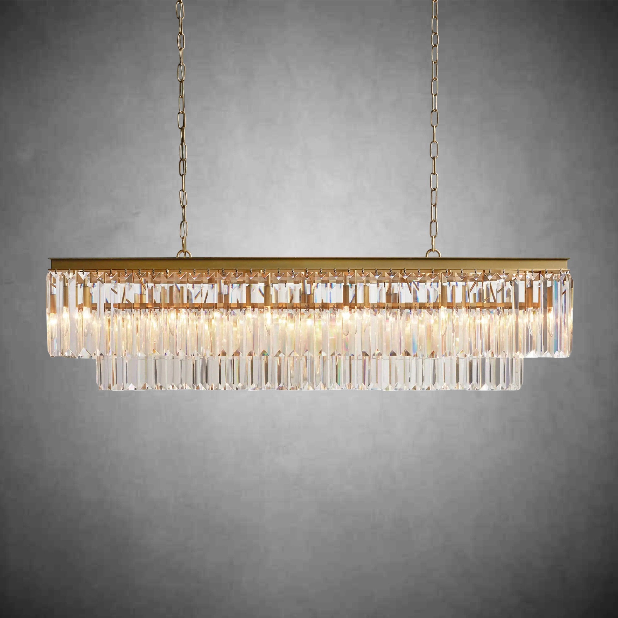 Leyland Tiered Rectangular Chandelier - cyranlamps