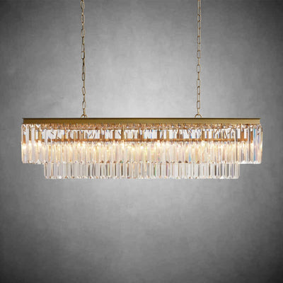 Leyland Tiered Rectangular Chandelier - cyranlamps