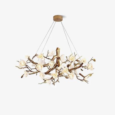Lior Magnolia Branch & Porcelain Bloom Chandelier - Cyran Lamps