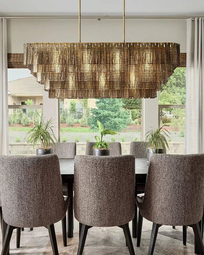 Lirene Smoke Glass Linear Chandelier - cyranlighting