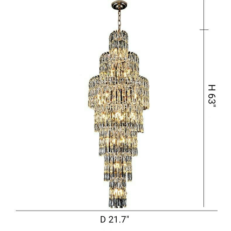 Long Crystal Staircase Chandelier Large Foyer Living Room Entryway Ceiling Light Fixture - cyranlamps