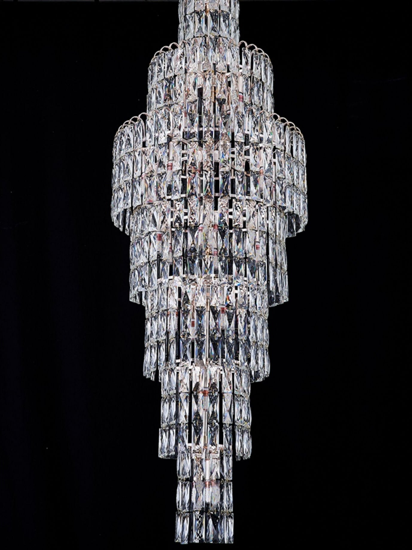 Long Crystal Staircase Chandelier Large Foyer Living Room Entryway Ceiling Light Fixture - cyranlamps