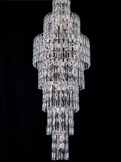 Long Crystal Staircase Chandelier Large Foyer Living Room Entryway Ceiling Light Fixture - cyranlamps