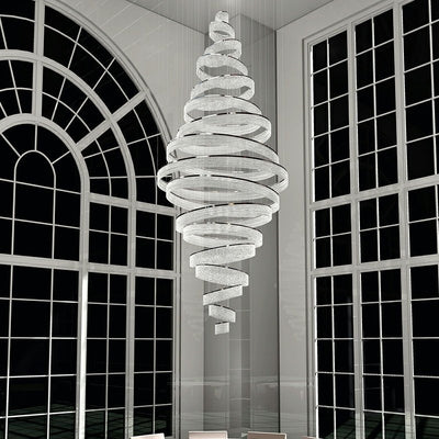 Long Crystal Tassel Rings Chandelier Extra Large Living Room Staircase High Ceiling Lighting Fixture - cyranlamps