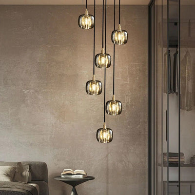 Long Spiral Cubes Crystal Chandelier for Staircase - Cyran Lamps