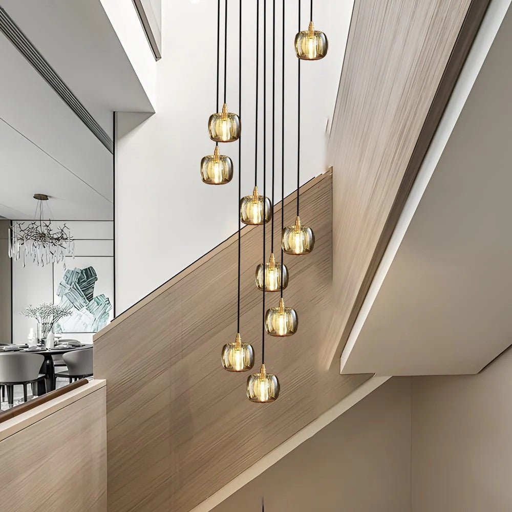Long Spiral Cubes Crystal Chandelier for Staircase - Cyran Lamps