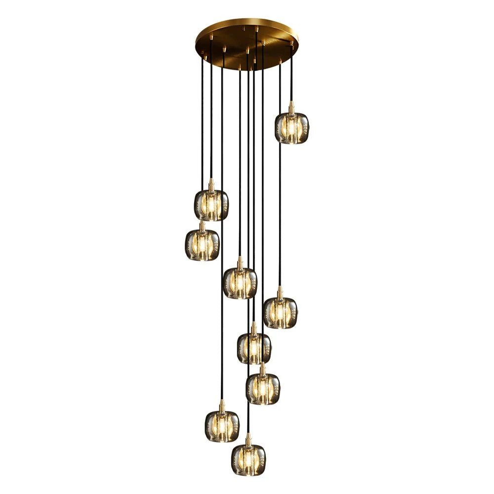 Long Spiral Cubes Crystal Chandelier for Staircase - Cyran Lamps