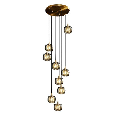 Long Spiral Cubes Crystal Chandelier for Staircase - Cyran Lamps