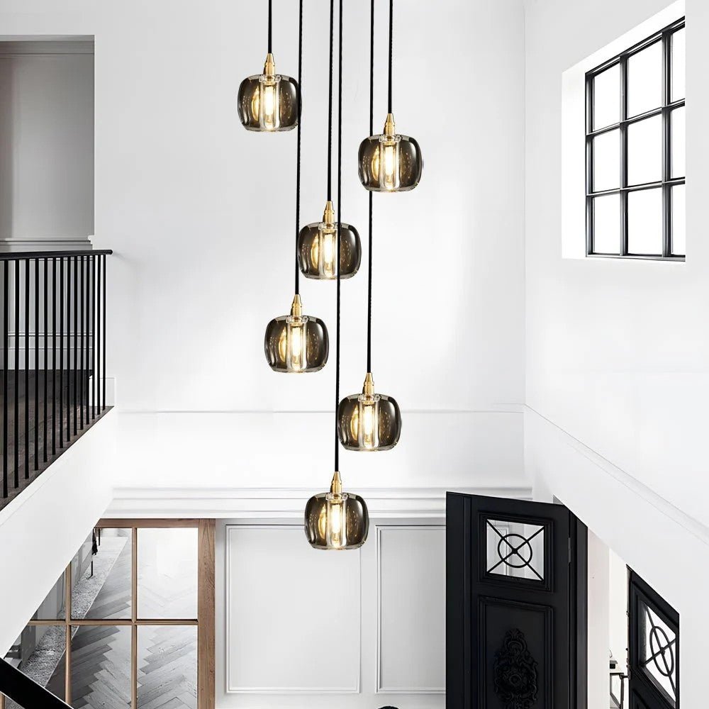 Long Spiral Cubes Crystal Chandelier for Staircase - Cyran Lamps