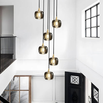 Long Spiral Cubes Crystal Chandelier for Staircase - Cyran Lamps