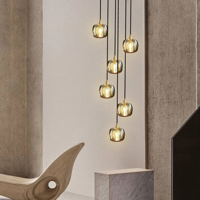 Long Spiral Cubes Crystal Chandelier for Staircase - Cyran Lamps