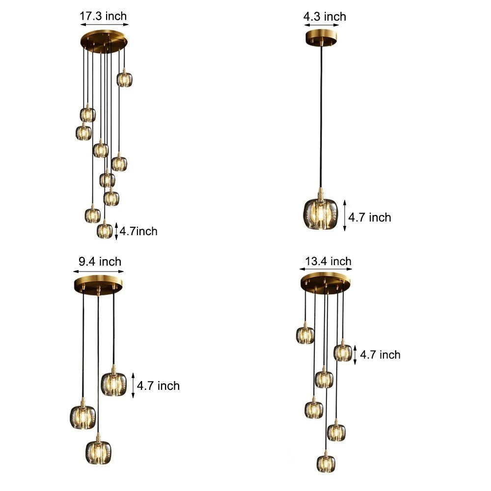 Long Spiral Cubes Crystal Chandelier for Staircase - Cyran Lamps