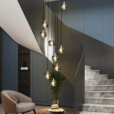 Long Spiral Cubes Crystal Chandelier for Staircase - Cyran Lamps