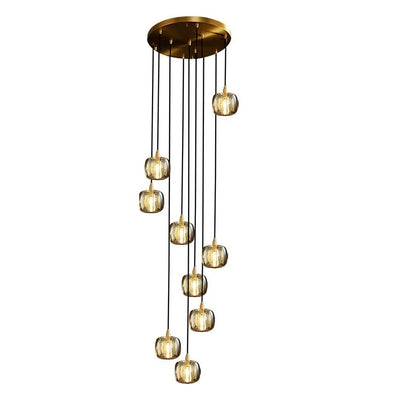 Long Spiral Cubes Crystal Chandelier for Staircase - Cyran Lamps