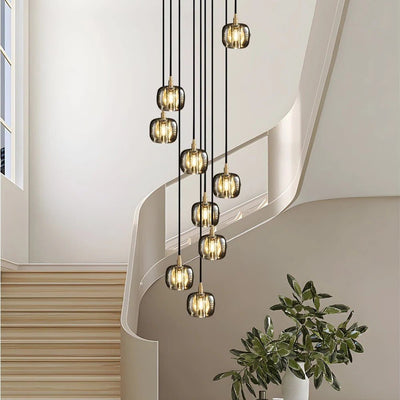 Long Spiral Cubes Crystal Chandelier for Staircase - Cyran Lamps