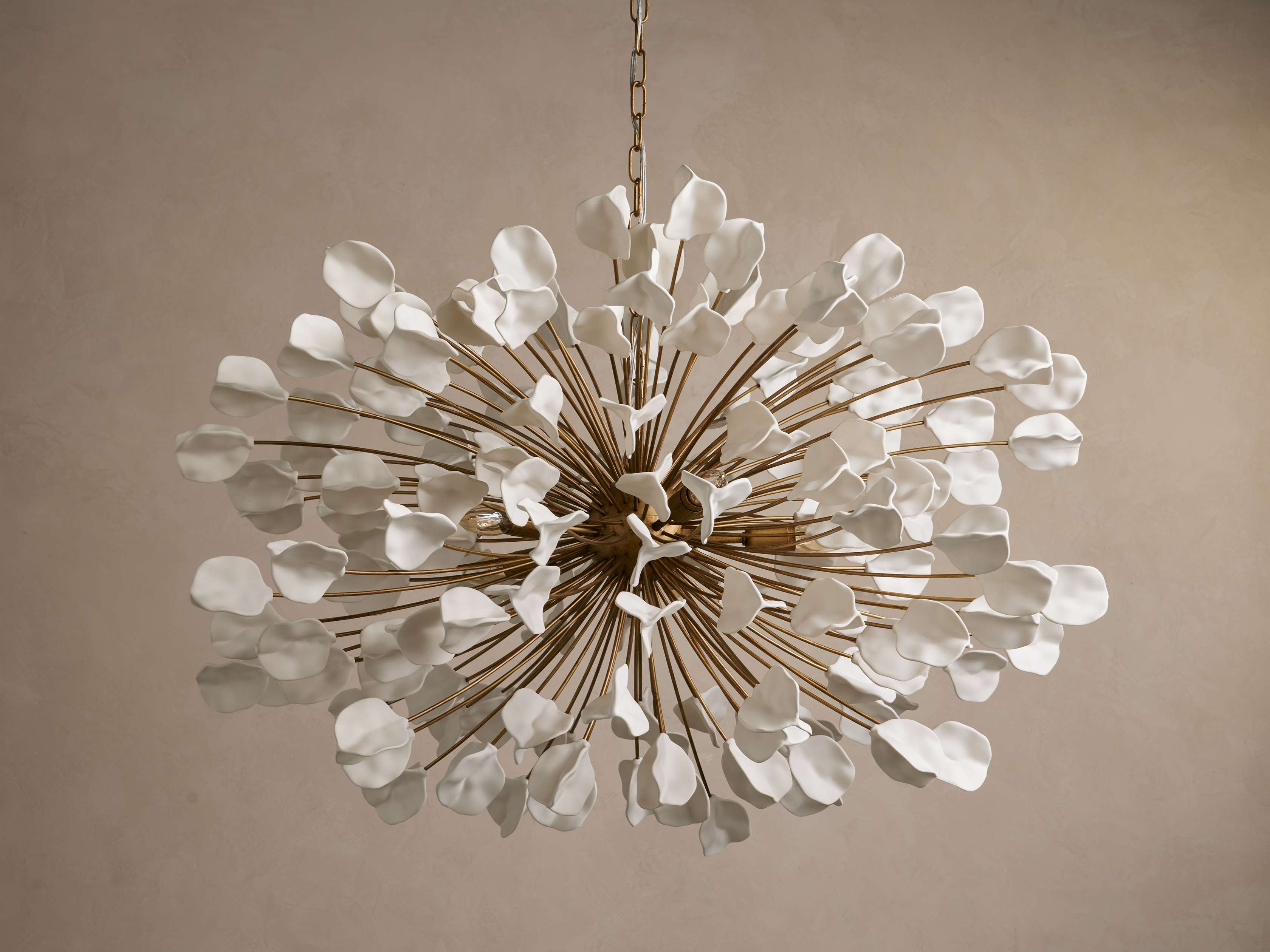 Lunaria Ceramic Leaves Chandelier 42''D - Cyran Lamps