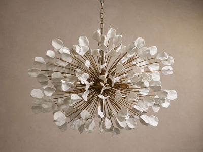 Lunaria Ceramic Leaves Chandelier 42''D - Cyran Lamps