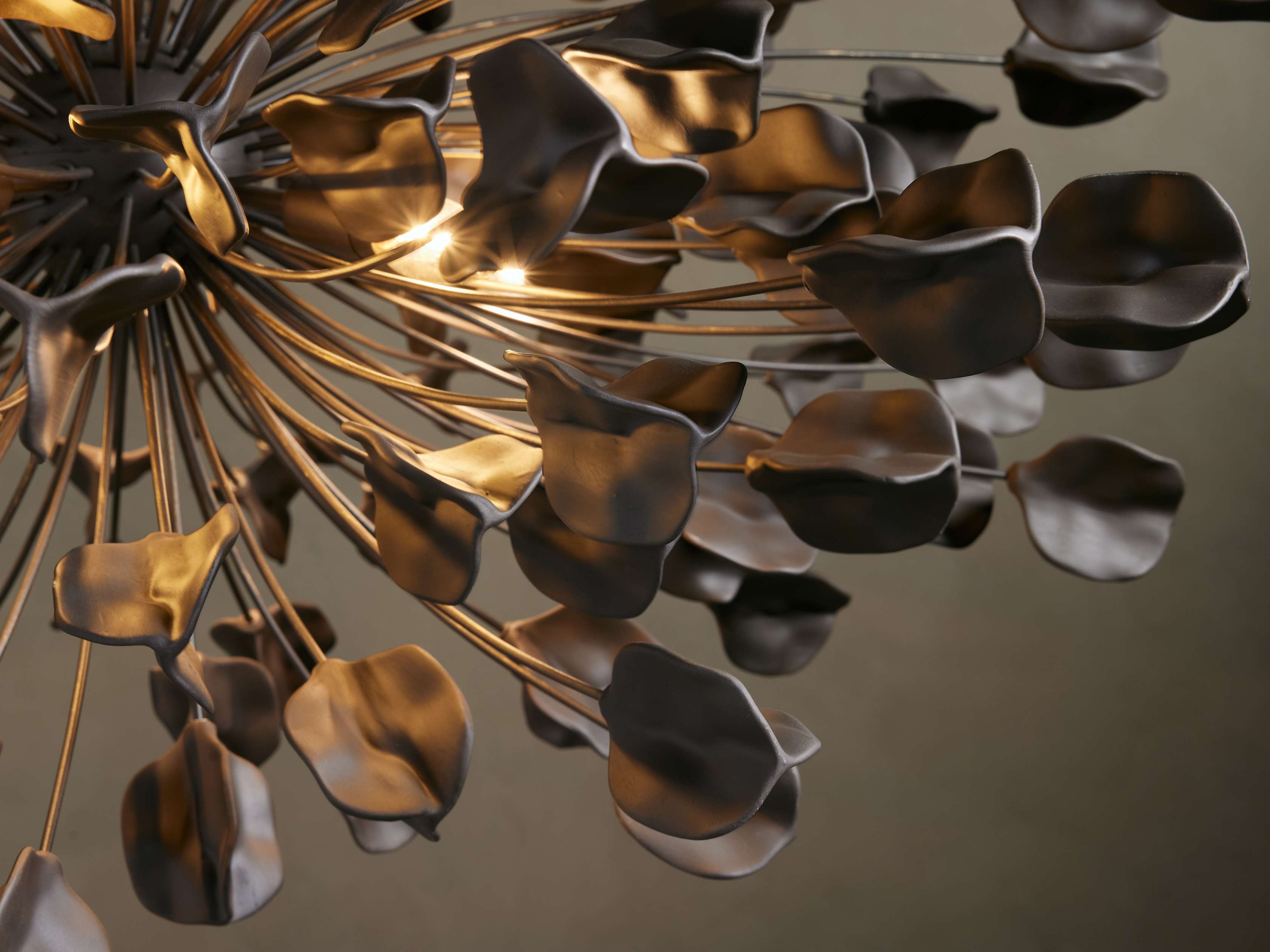 Lunaria Ceramic Leaves Chandelier 42''D - Cyran Lamps