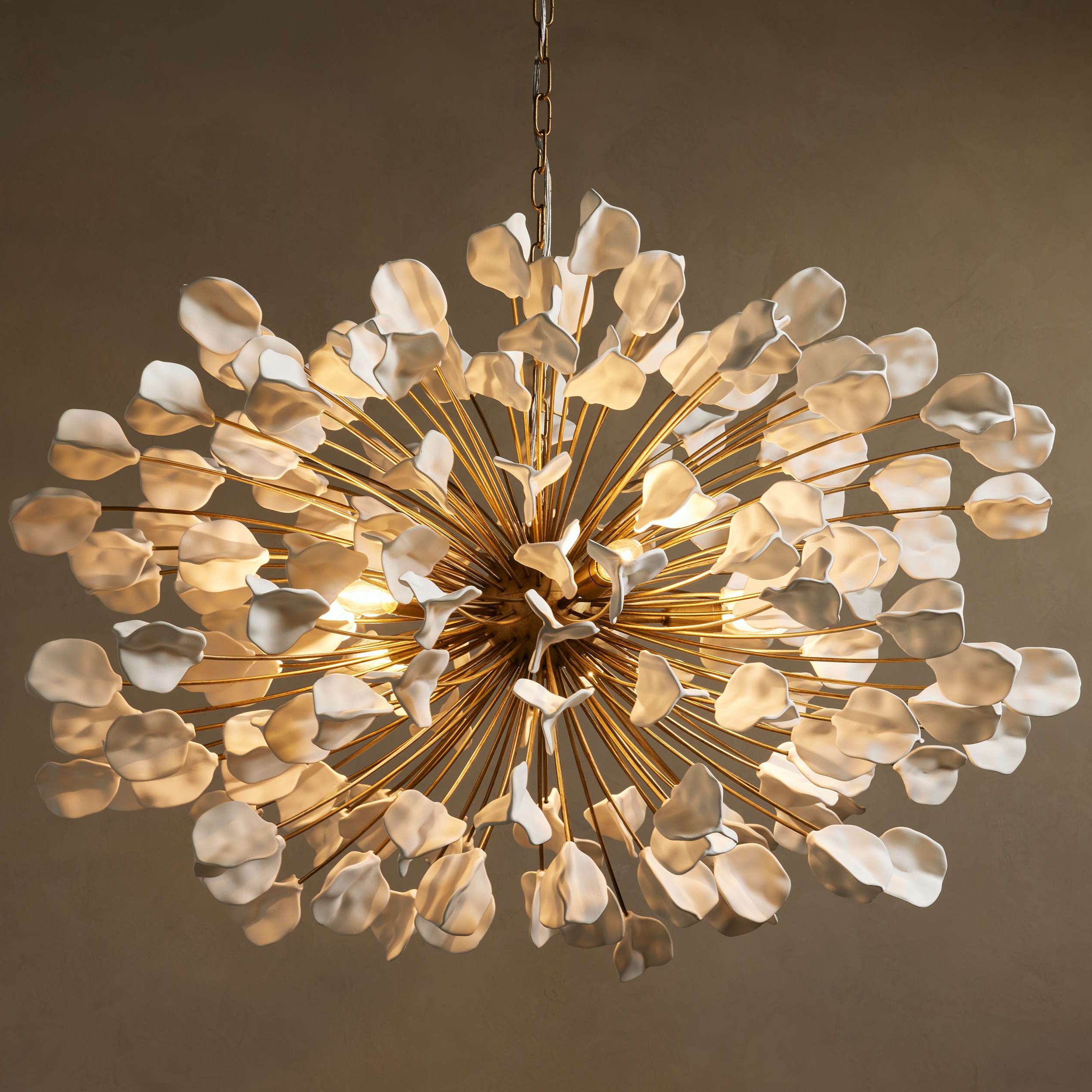 Lunaria Ceramic Leaves Chandelier 42''D - Cyran Lamps