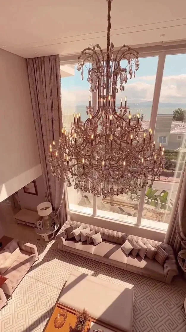 Luxury Classic Multi - layers Candle Crystal Dimmable Tiered Chandelier in Gold/Silver Finish - cyranlamps