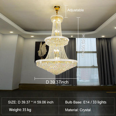 Luxury Crystal Chandelier for Grand Villa Hall and Duplex Staircase Lighting - cyranlighting