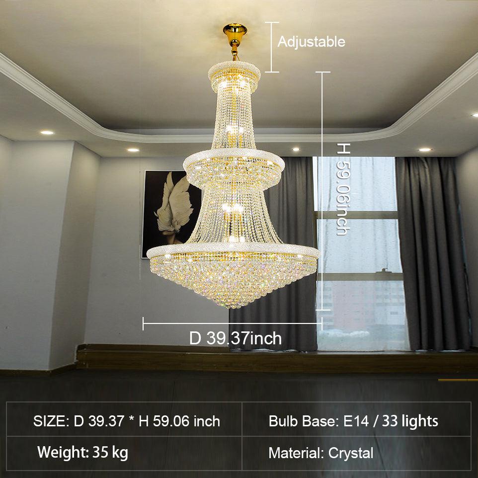 Luxury Crystal Chandelier for Grand Villa Hall and Duplex Staircase Lighting - cyranlighting