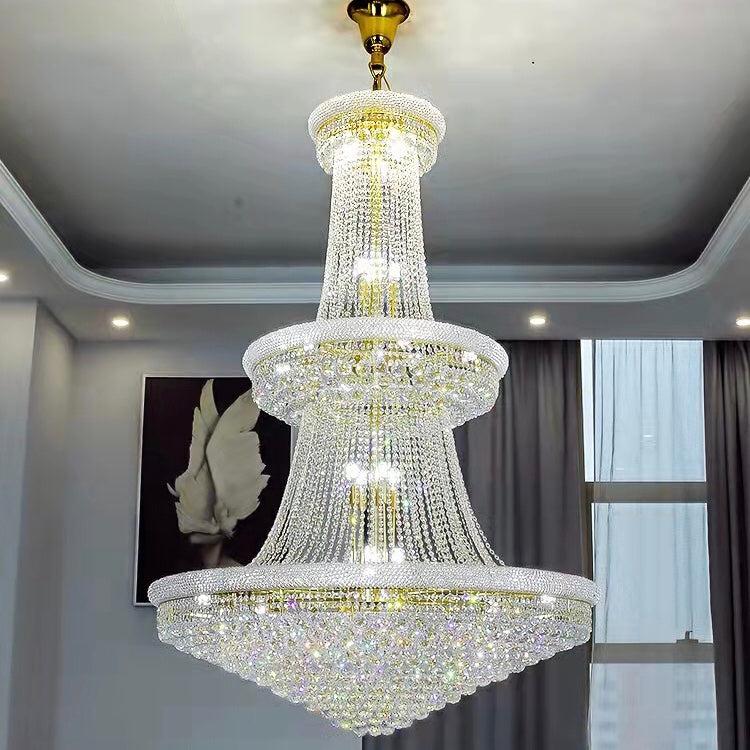 Luxury Crystal Chandelier for Grand Villa Hall and Duplex Staircase Lighting - cyranlighting