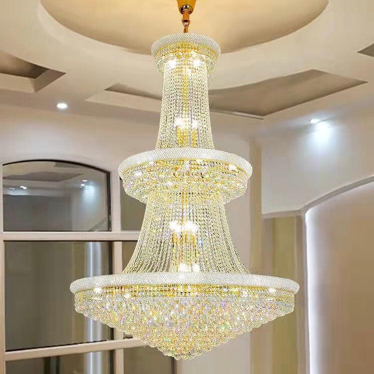Luxury Crystal Chandelier for Grand Villa Hall and Duplex Staircase Lighting - cyranlighting
