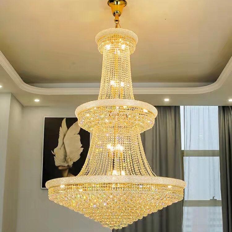 Luxury Crystal Chandelier for Grand Villa Hall and Duplex Staircase Lighting - cyranlighting